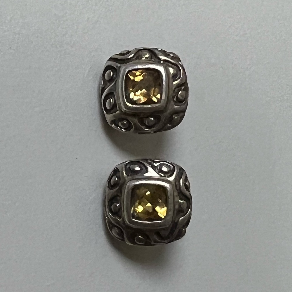 925 Silver earrings with yellow stones